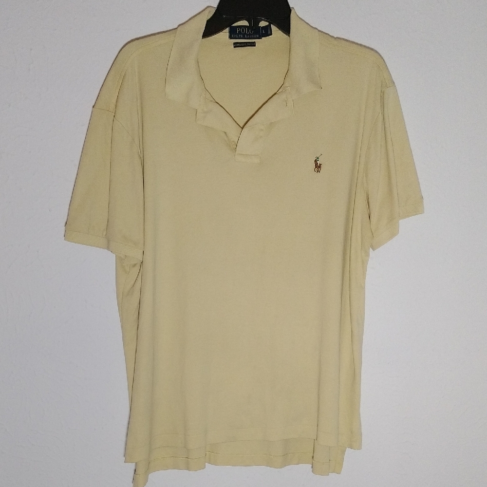 Polo by Ralph Lauren Men's Light Yellow Polo Shirt Size L
